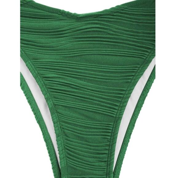 Zaful Womens Swimsuit Strapless Bikini Green High Waist Medium Two Piece Cheeky - Picture 7 of 11